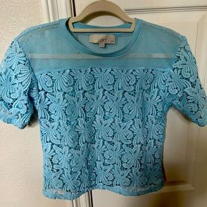 Small Petite Lace Light Blue Loft top